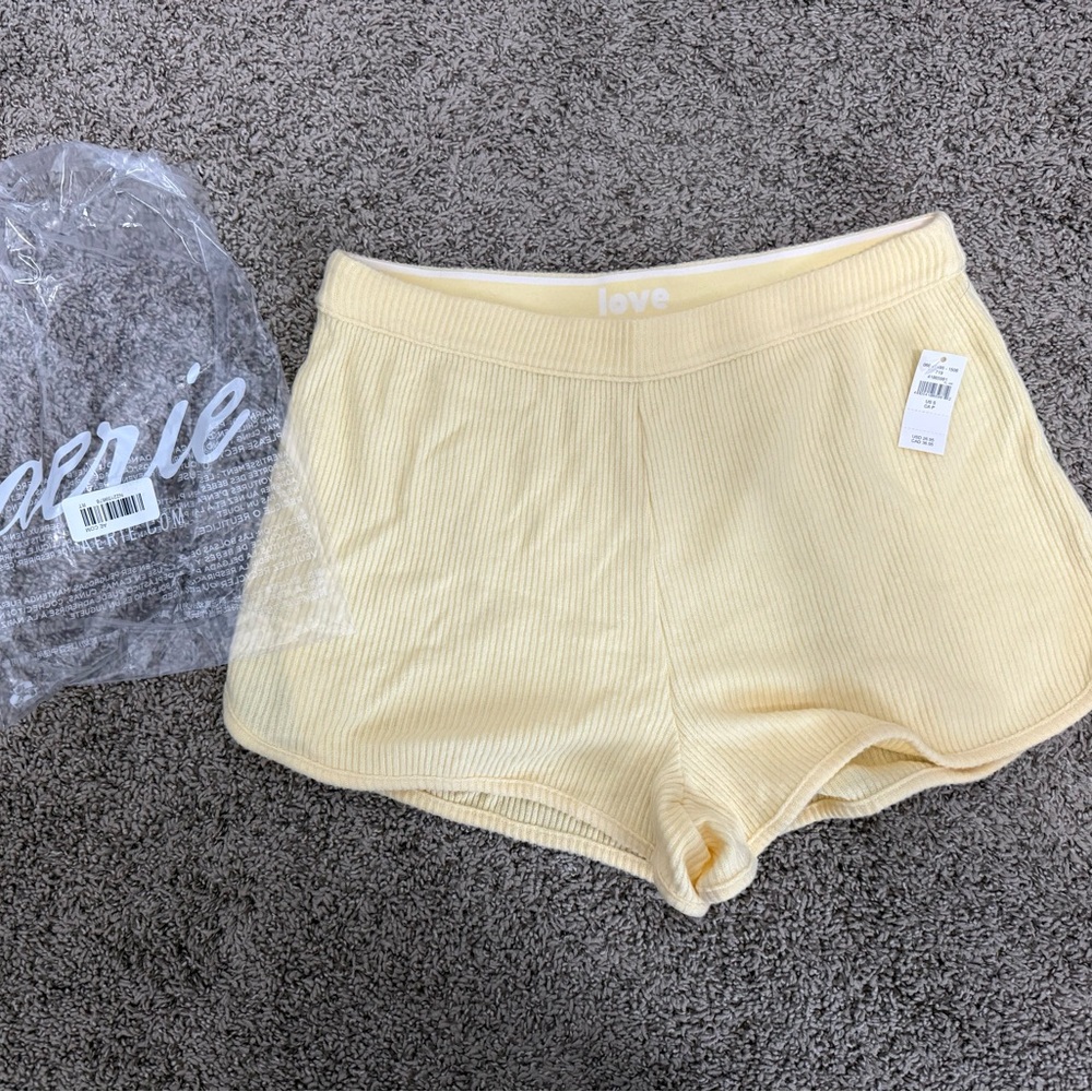 Aerie Yellow Ribbed Shorts